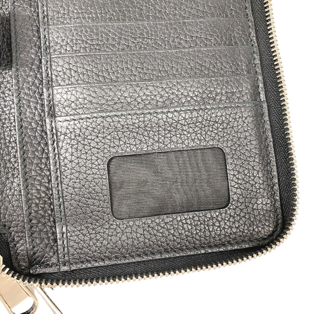 GUCCI Long Wallet Purse 751760 leather black Zip Around Travel Document Case Jumbo GG mens Used
