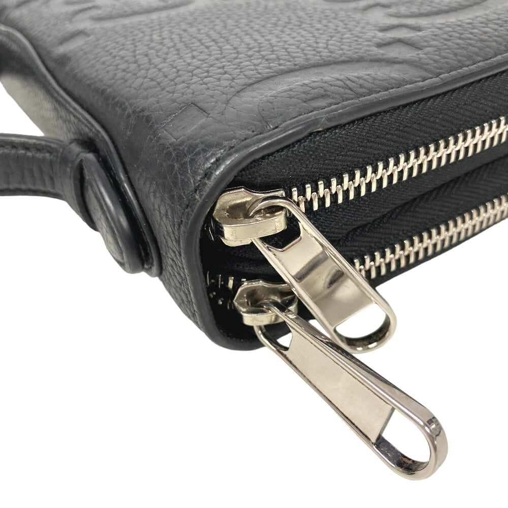 GUCCI Long Wallet Purse 751760 leather black Zip Around Travel Document Case Jumbo GG mens Used