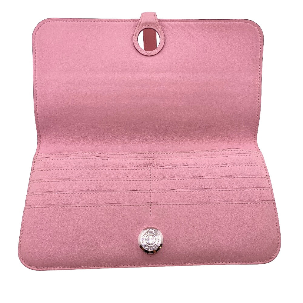 HERMES Long Wallet Purse Vaux Swift pink 2015 Dogon Long Women Used