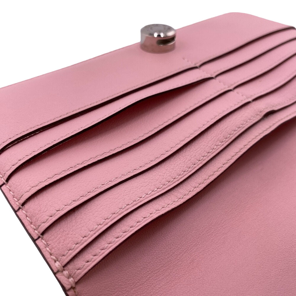 HERMES Long Wallet Purse Vaux Swift pink 2015 Dogon Long Women Used