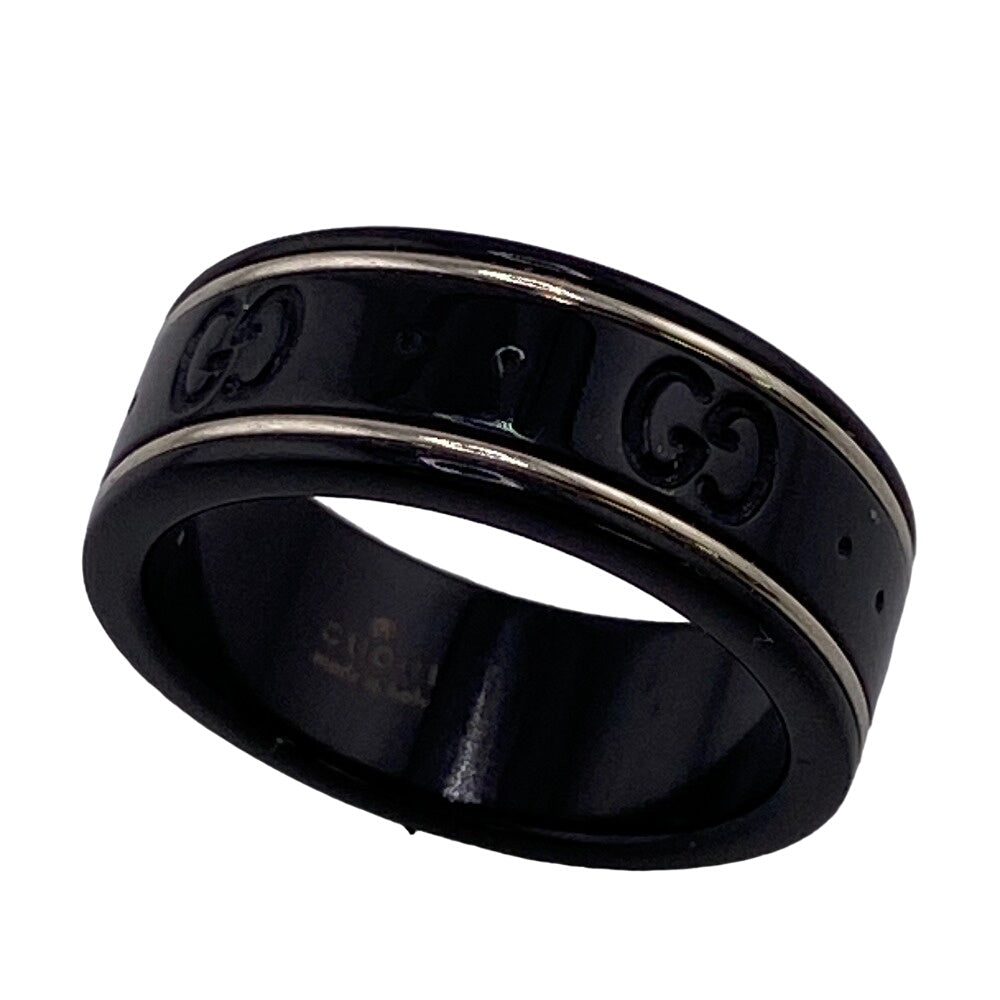 GUCCI Ring Ceramic, Silver925 black GG icon