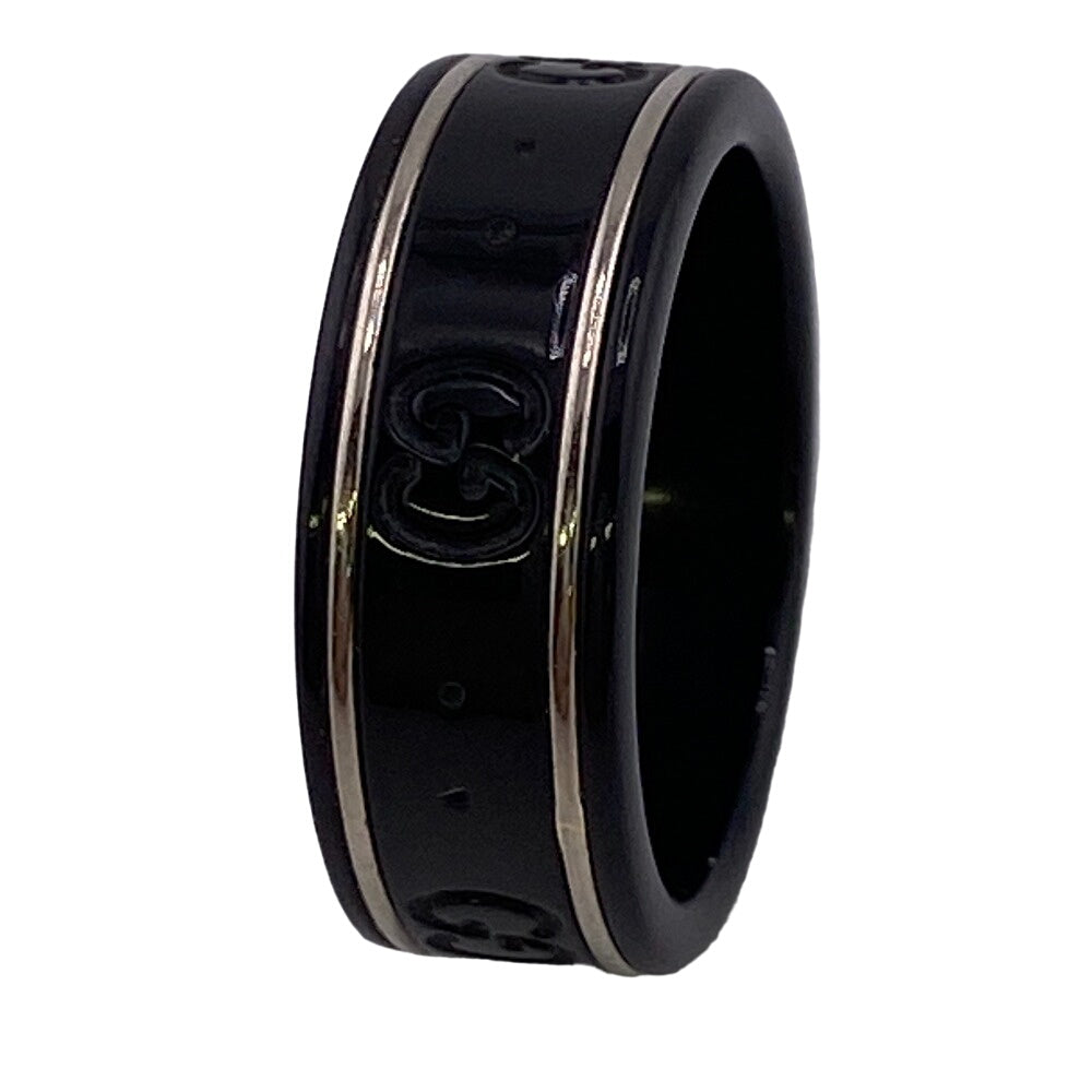 GUCCI Ring Ceramic, Silver925 black GG icon