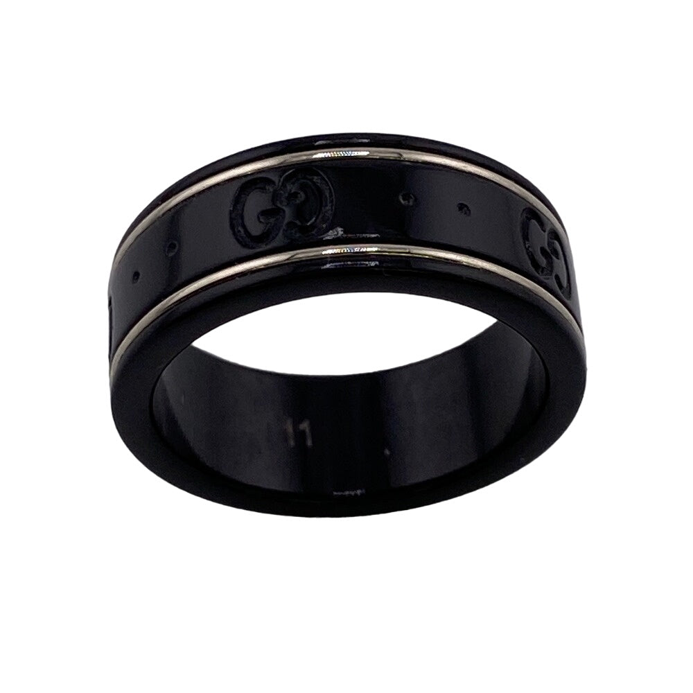 GUCCI Ring Ceramic, Silver925 black GG icon