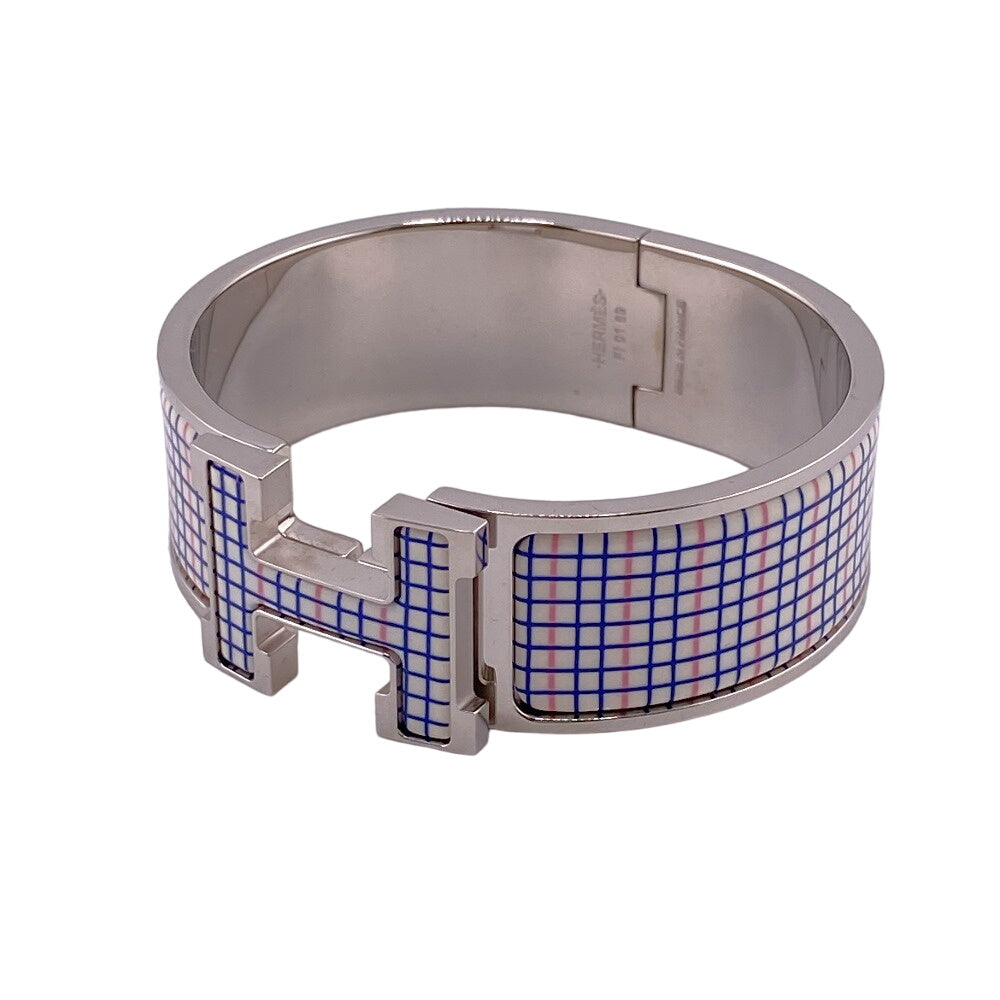 HERMES Bangle Enamel, Metal Silver Click crack GM