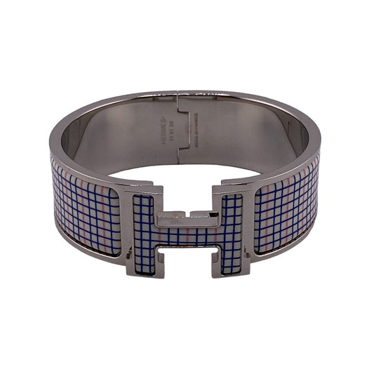 HERMES Bangle Enamel, Metal Silver Click crack GM