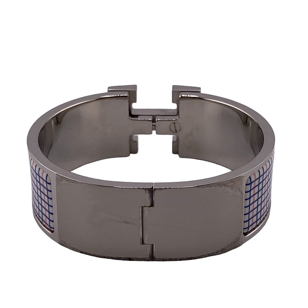 HERMES Bangle Enamel, Metal Silver Click crack GM