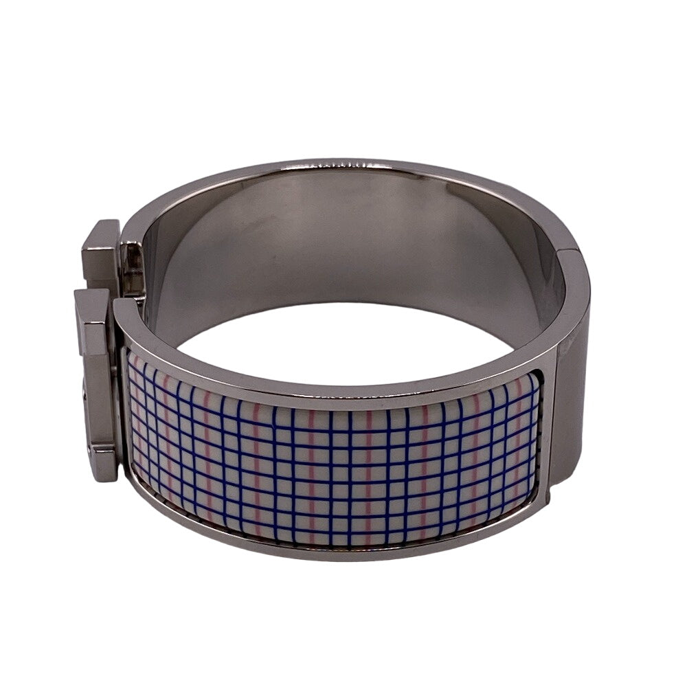 HERMES Bangle Enamel, Metal Silver Click crack GM