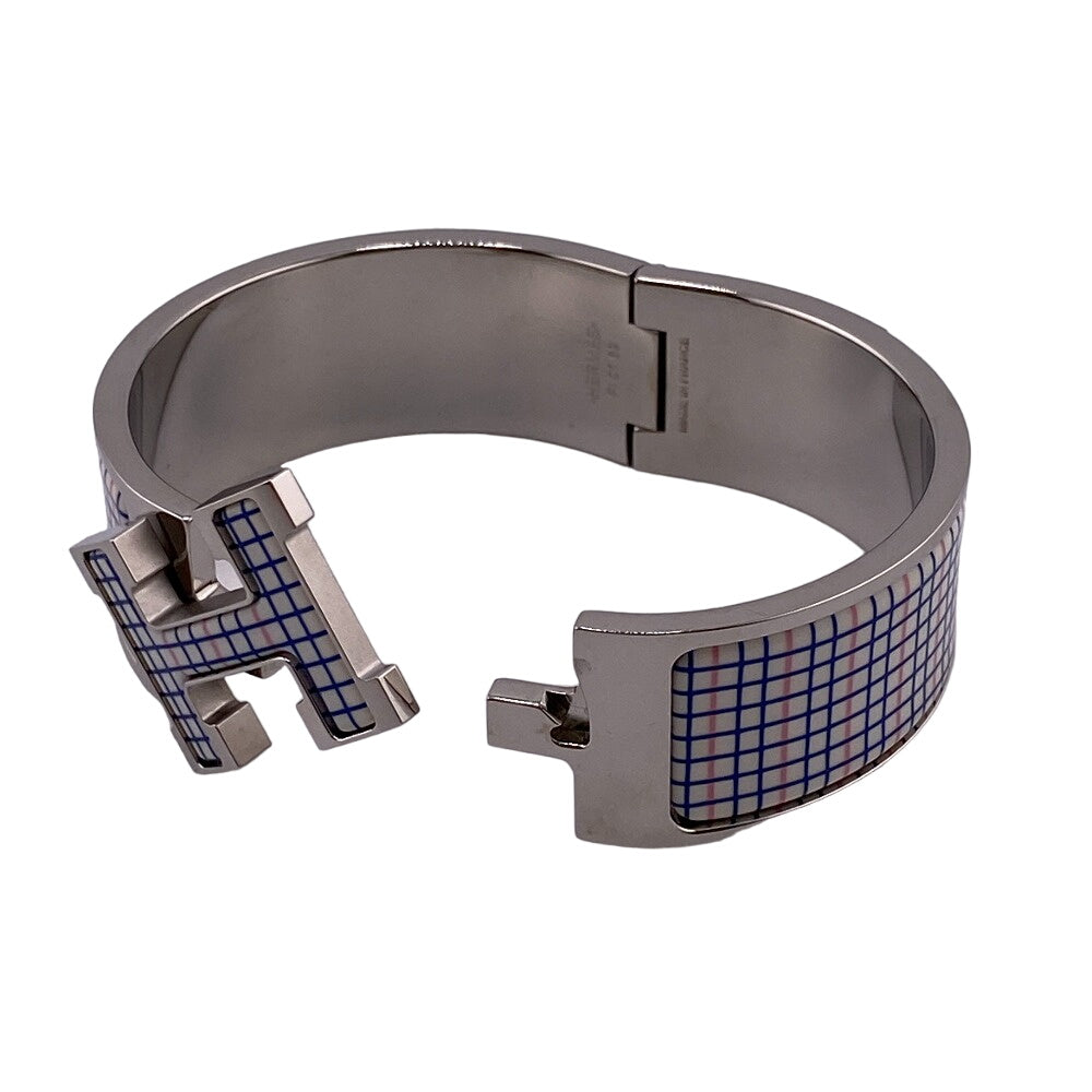 HERMES Bangle Enamel, Metal Silver Click crack GM