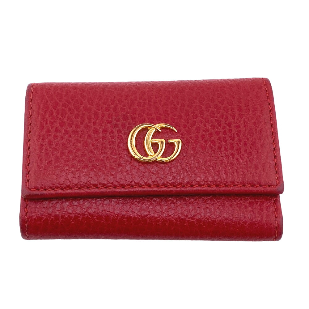 GUCCI Key case Key holder  456118 leather Red six hooks GG Marmont Women Used