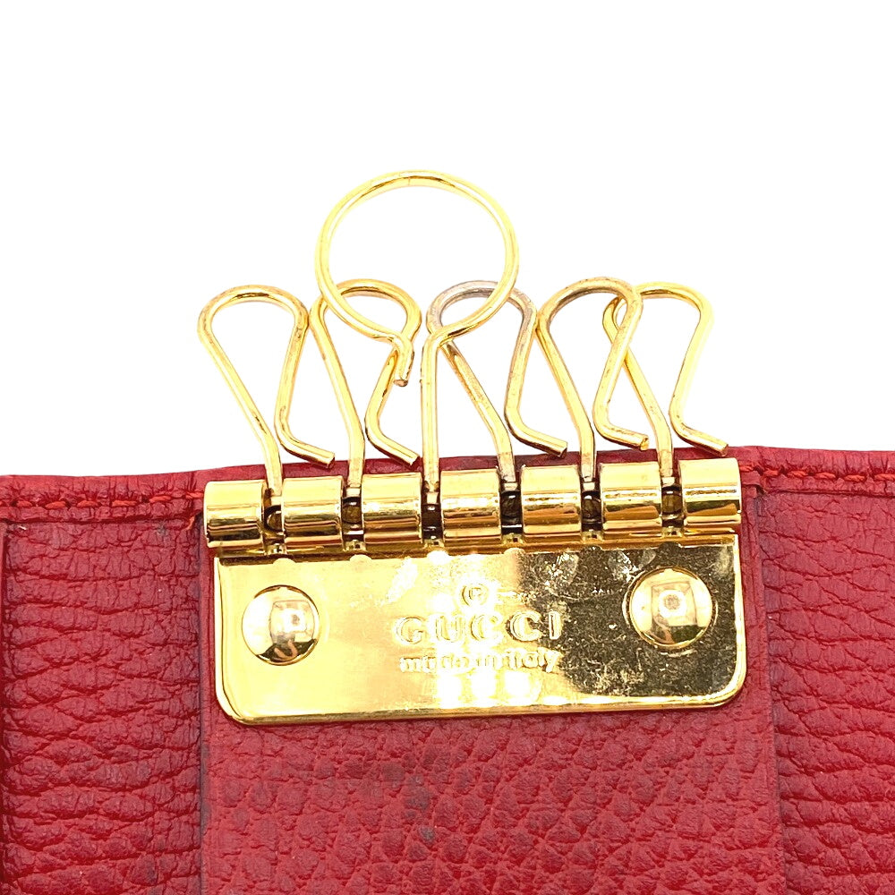 GUCCI Key case Key holder  456118 leather Red six hooks GG Marmont Women Used
