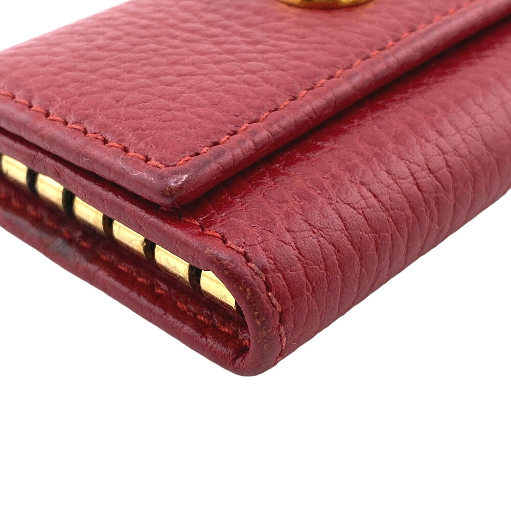 GUCCI Key case Key holder  456118 leather Red six hooks GG Marmont Women Used