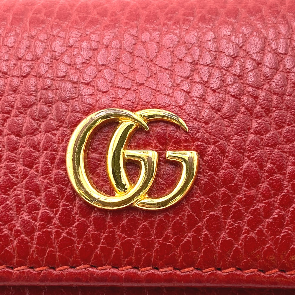 GUCCI Key case Key holder  456118 leather Red six hooks GG Marmont Women Used