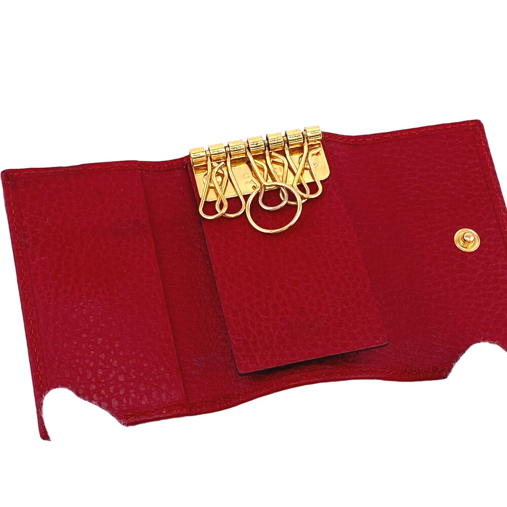 GUCCI Key case Key holder  456118 leather Red six hooks GG Marmont Women Used
