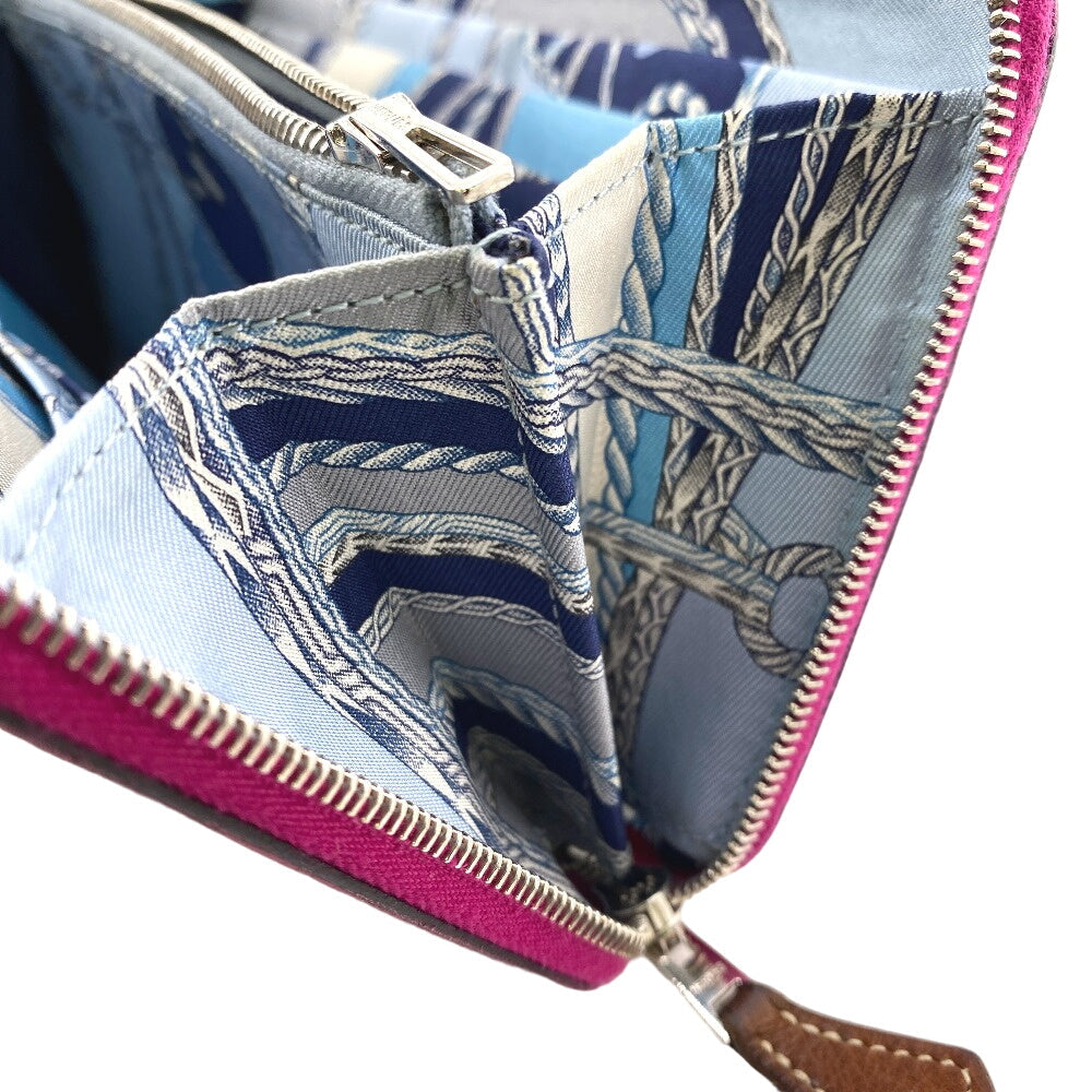 HERMES Long Wallet Purse Epsom, Silk pink Zip Around Azap long silk in Women Used