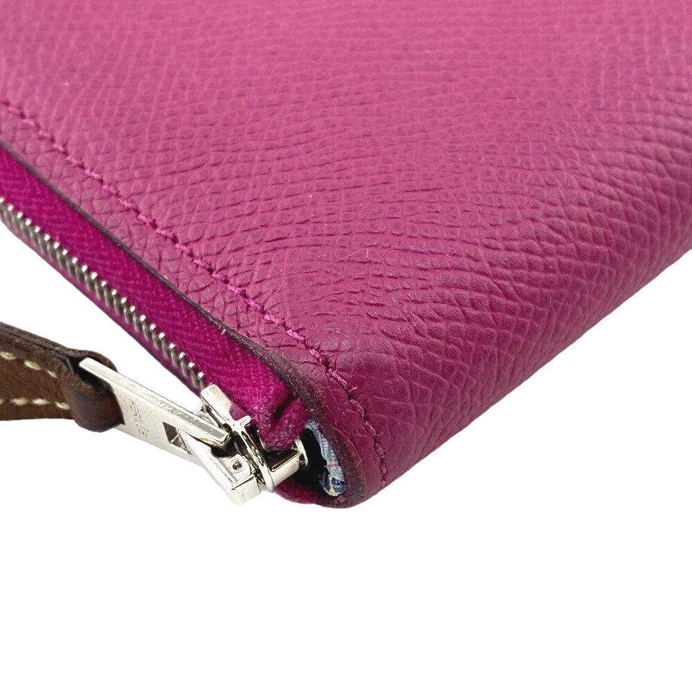HERMES Long Wallet Purse Epsom, Silk pink Zip Around Azap long silk in Women Used