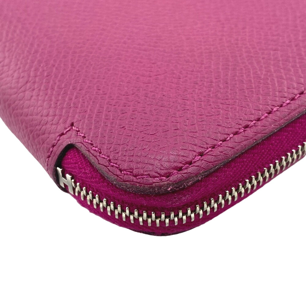 HERMES Long Wallet Purse Epsom, Silk pink Zip Around Azap long silk in Women Used