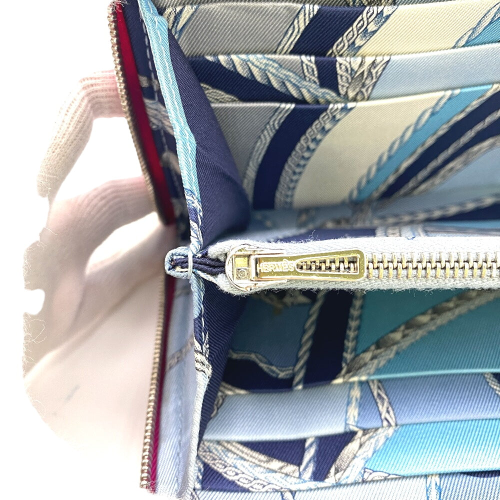 HERMES Long Wallet Purse Epsom, Silk pink Zip Around Azap long silk in Women Used
