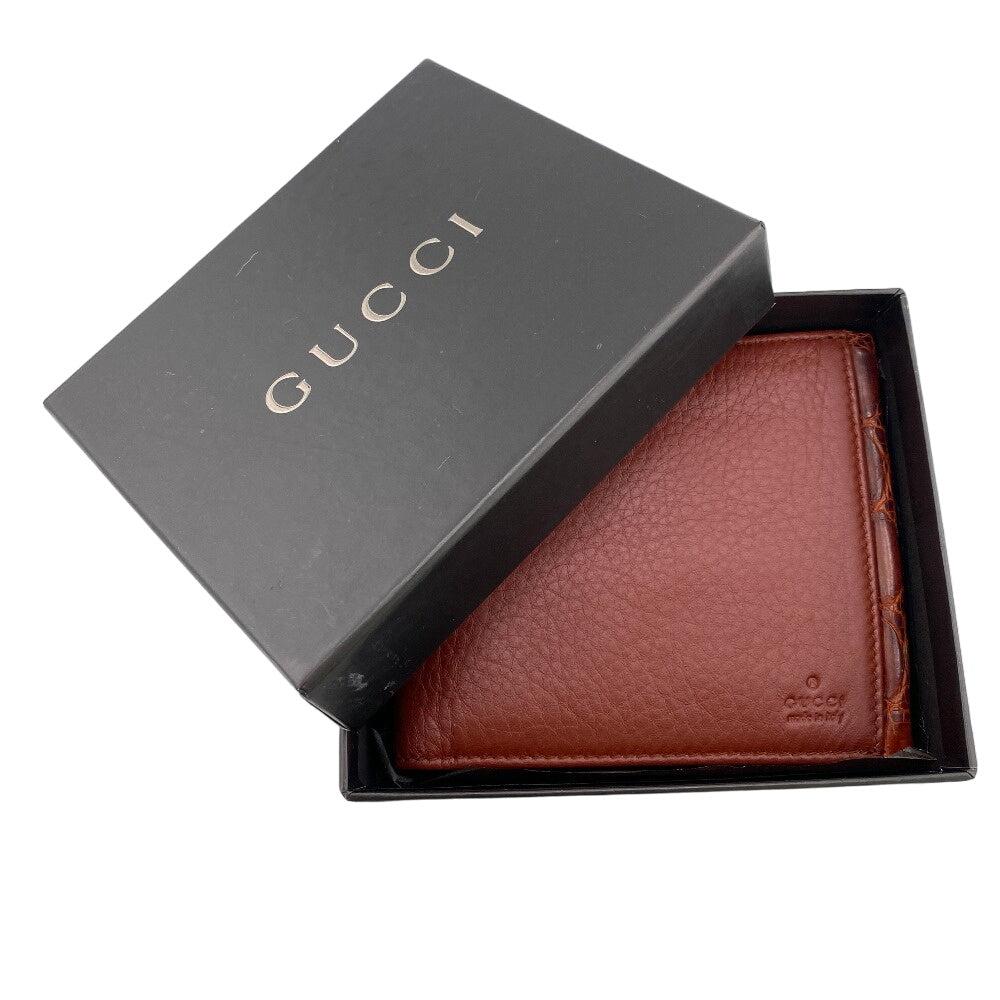 GUCCI Bifold Wallet 124559 leather Red Bamboo mens Used