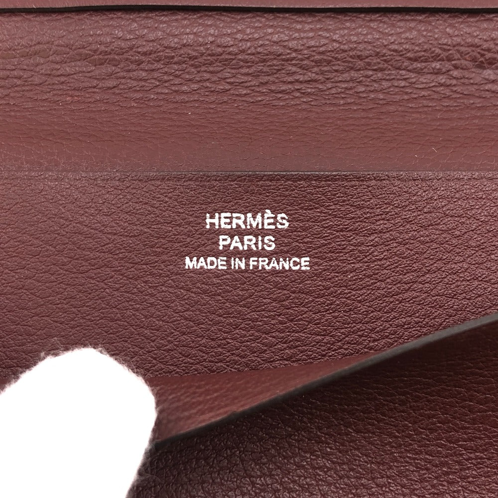 HERMES Long Wallet Purse leather Brown MC2 Fleming unisex(Unisex) Used
