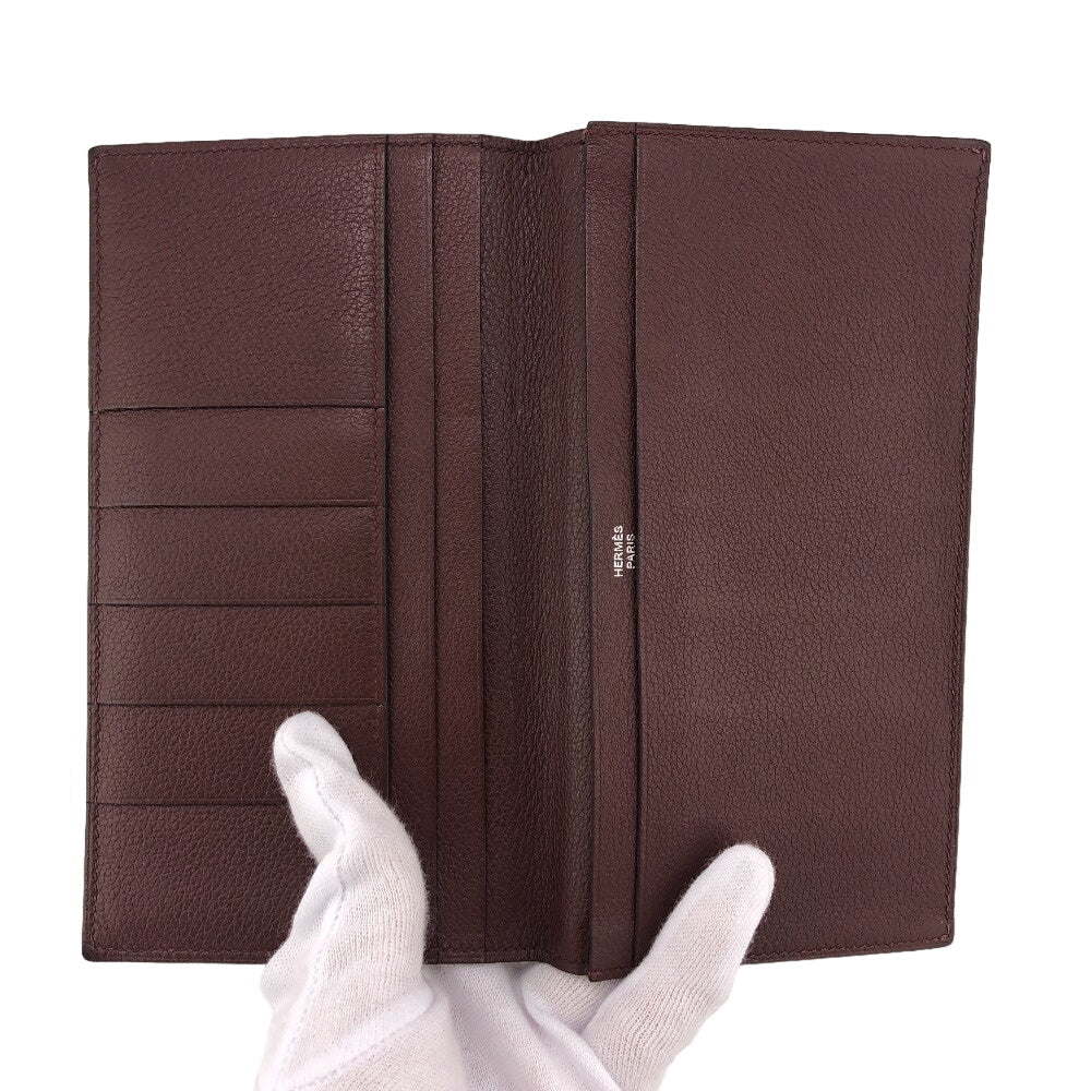 HERMES Long Wallet Purse leather Brown MC2 Fleming unisex(Unisex) Used