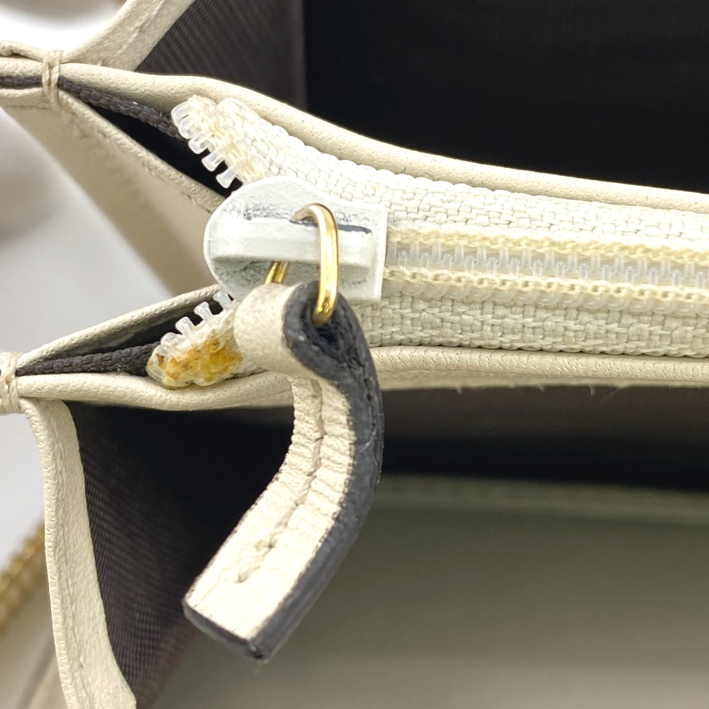 GUCCI Long Wallet Purse leather Ivory Zip Around Sherry line Silvi Women Used
