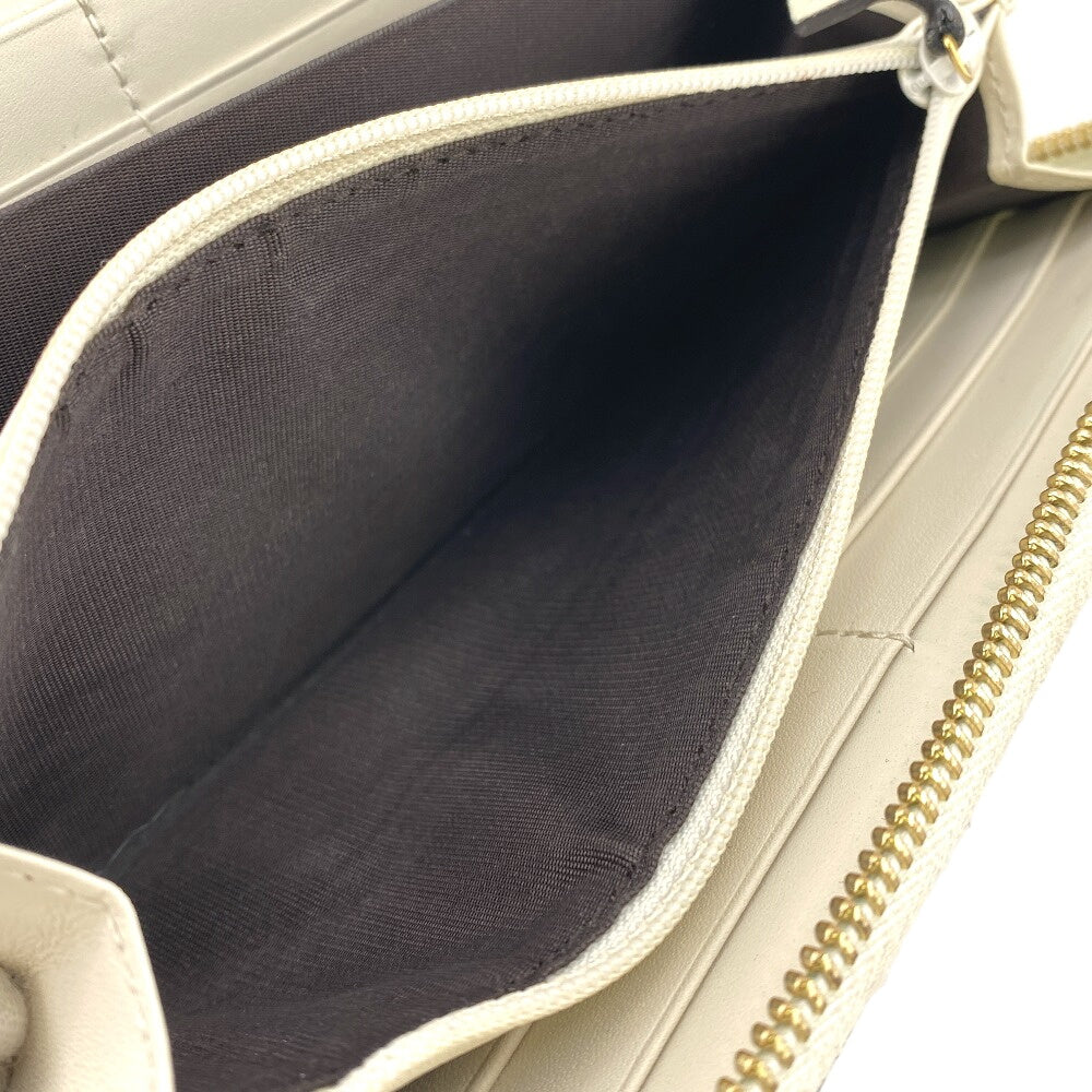 GUCCI Long Wallet Purse leather Ivory Zip Around Sherry line Silvi Women Used