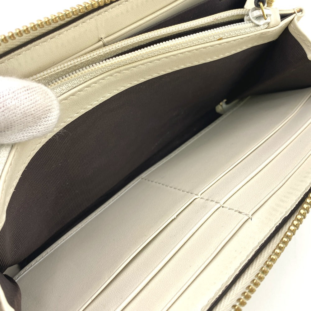 GUCCI Long Wallet Purse leather Ivory Zip Around Sherry line Silvi Women Used