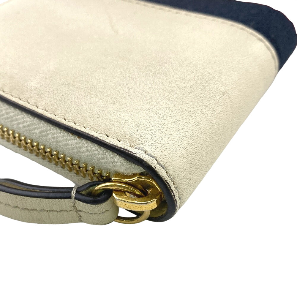 GUCCI Long Wallet Purse leather Ivory Zip Around Sherry line Silvi Women Used
