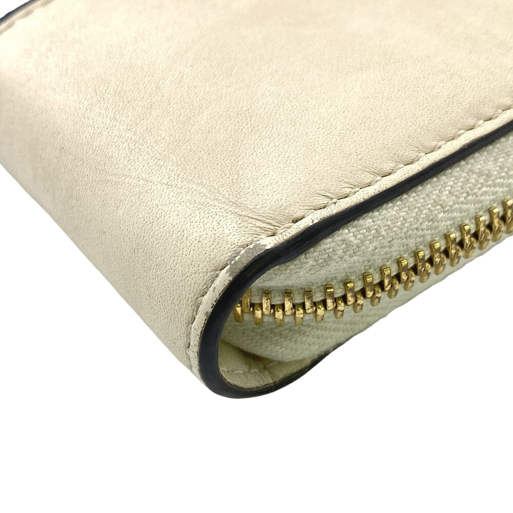 GUCCI Long Wallet Purse leather Ivory Zip Around Sherry line Silvi Women Used