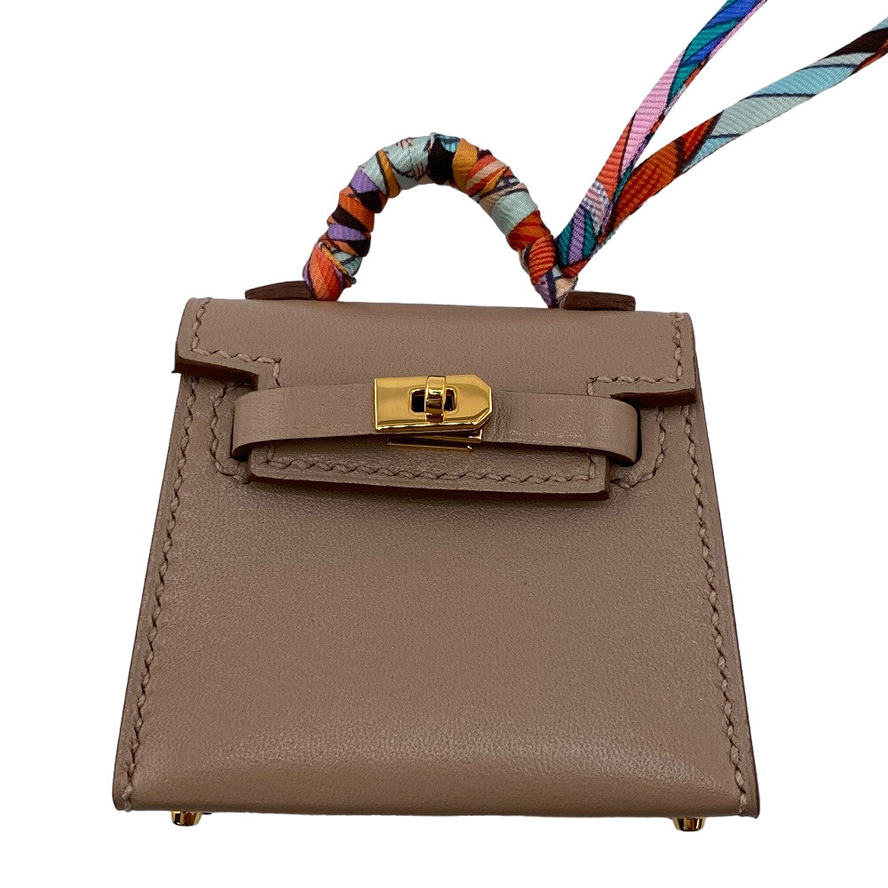 HERMES charm leather beige Kelly Twilly