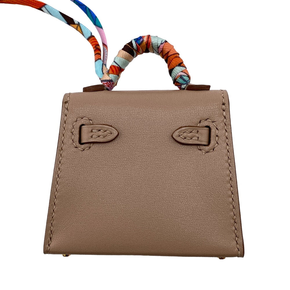 HERMES charm leather beige Kelly Twilly