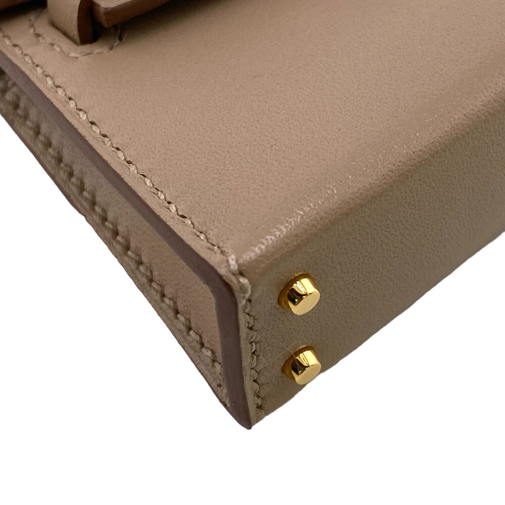 HERMES charm leather beige Kelly Twilly