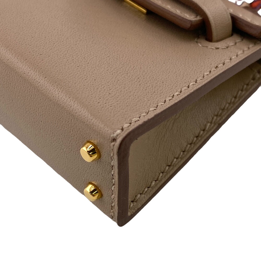 HERMES charm leather beige Kelly Twilly