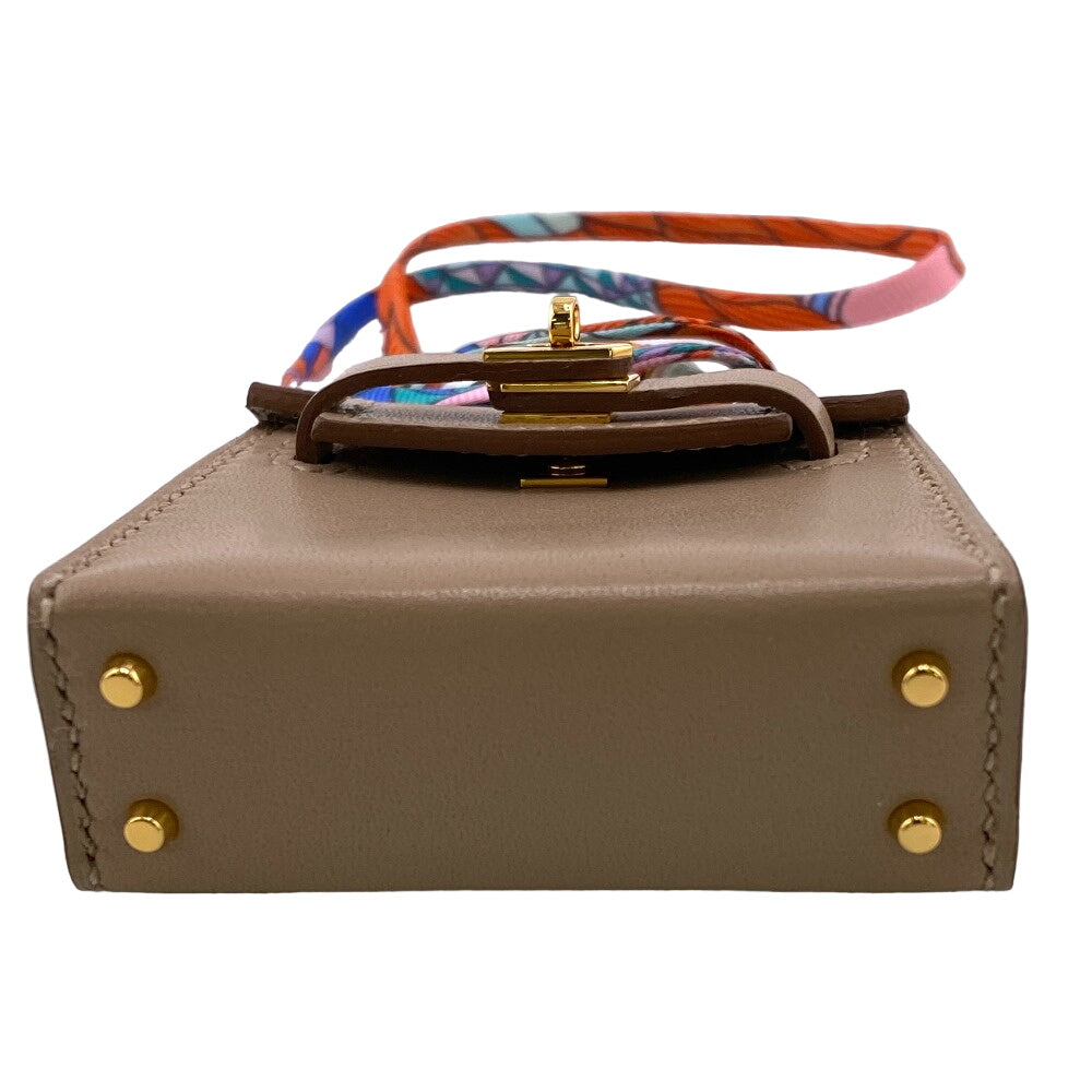 HERMES charm leather beige Kelly Twilly