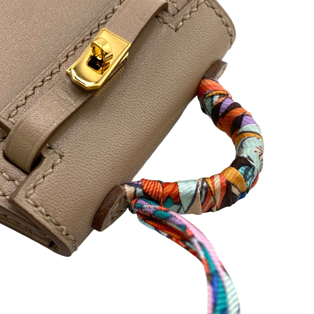 HERMES charm leather beige Kelly Twilly