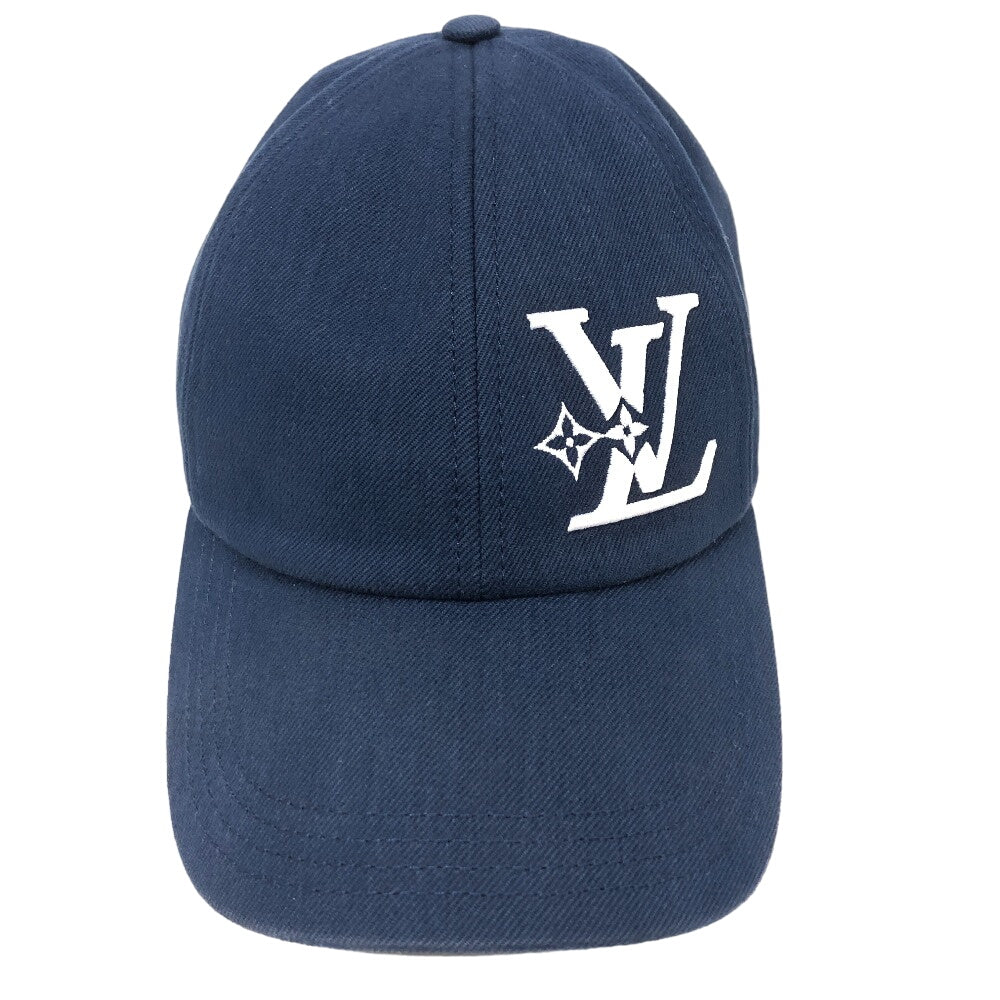 LOUIS VUITTON cap M7606L cotton Navy Marine LV smash mens Used