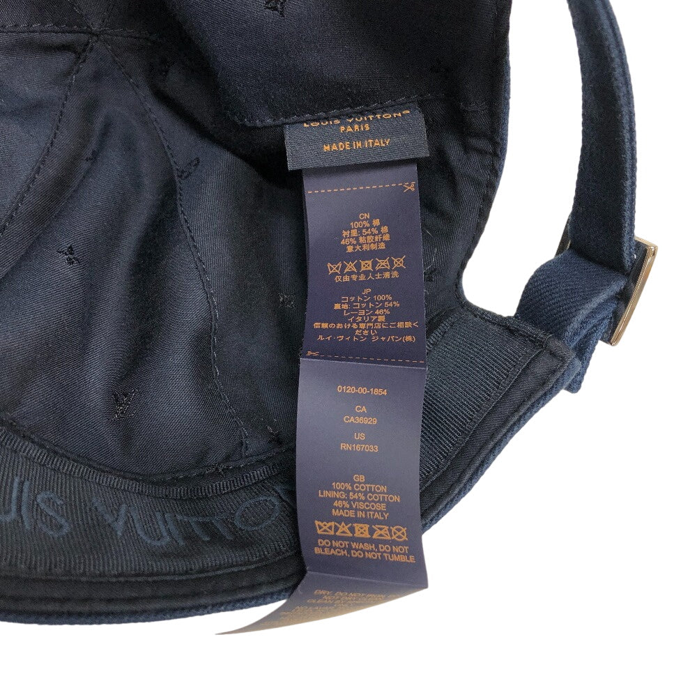 LOUIS VUITTON cap M7606L cotton Navy Marine LV smash mens Used