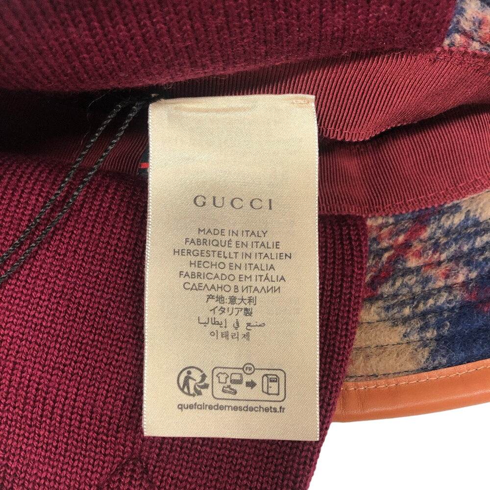 GUCCI hat 727244 Wool, Polyester Brown 58 M check unisex(Unisex) M Used