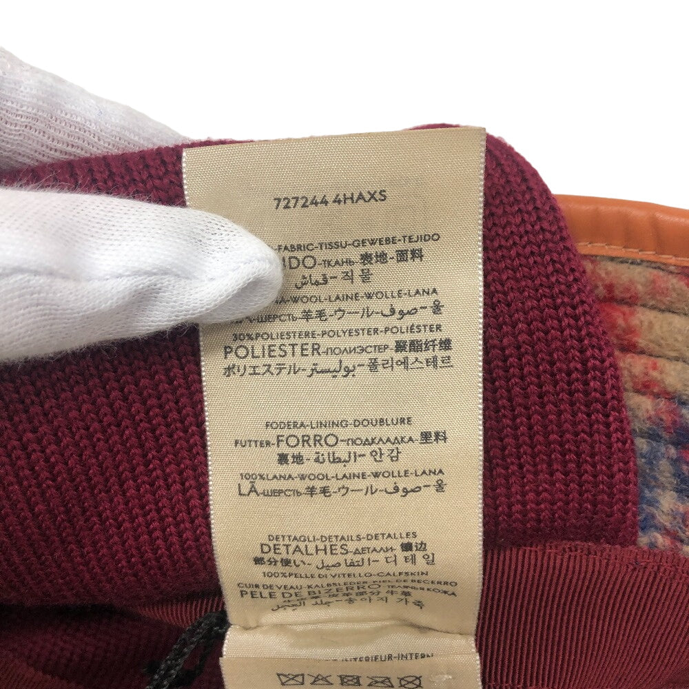 GUCCI hat 727244 Wool, Polyester Brown 58 M check unisex(Unisex) M Used