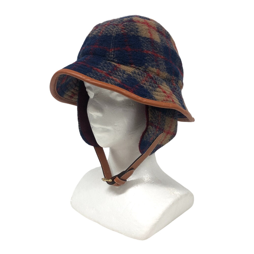 GUCCI hat 727244 Wool, Polyester Brown 58 M check unisex(Unisex) M Used