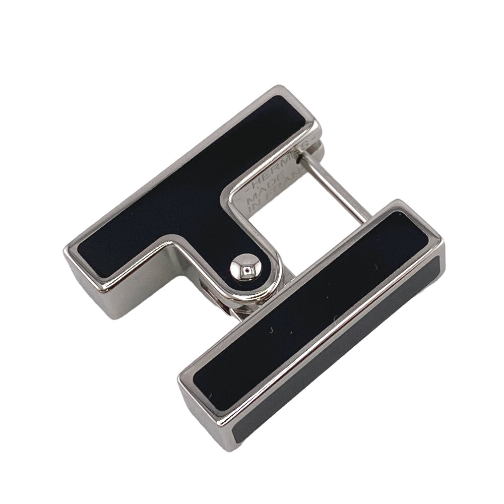 HERMES Pierce metal black Single earrings H logo Women(Unisex) Used