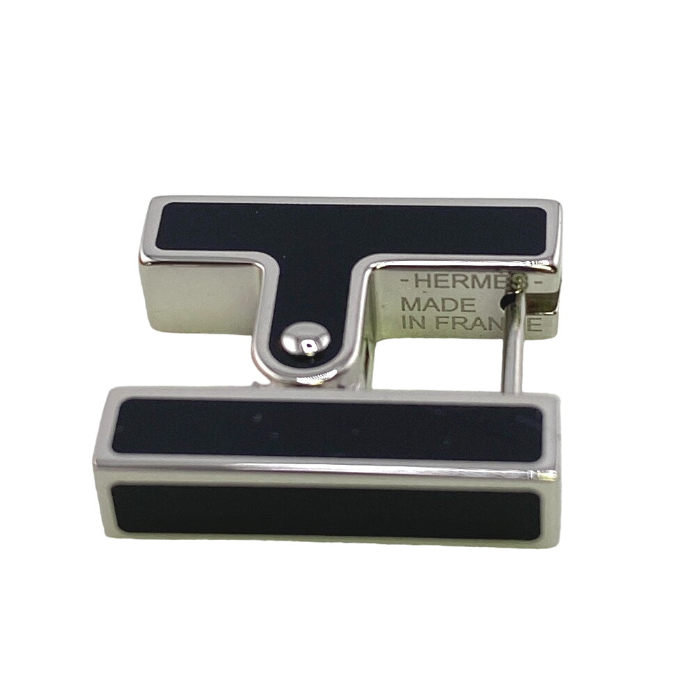 HERMES Pierce metal black Single earrings H logo Women(Unisex) Used