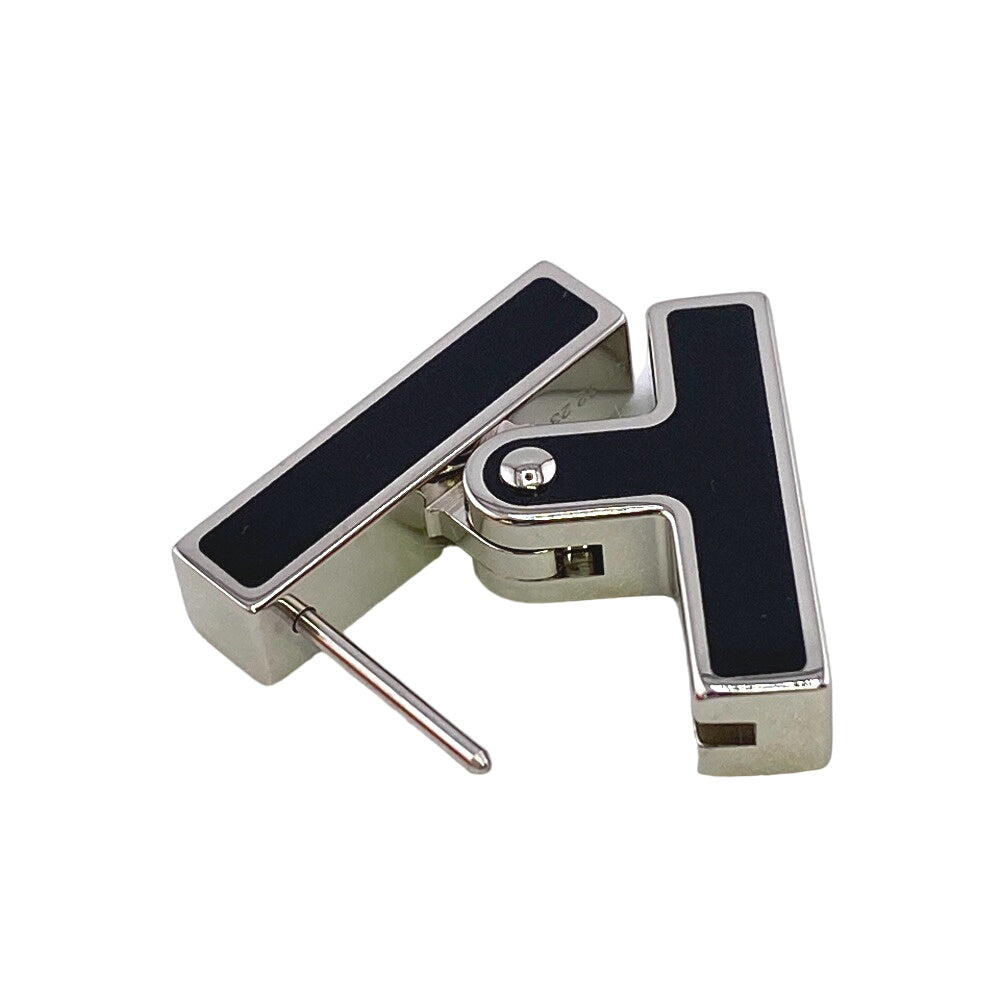 HERMES Pierce metal black Single earrings H logo Women(Unisex) Used