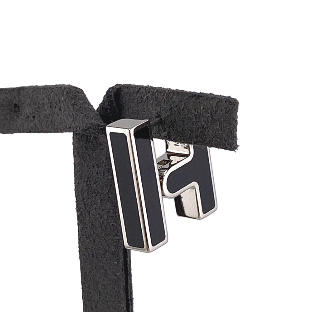 HERMES Pierce metal black Single earrings H logo Women(Unisex) Used