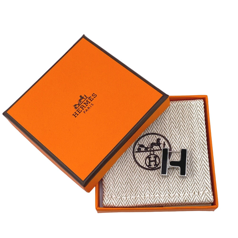 HERMES Pierce metal black Single earrings H logo Women(Unisex) Used
