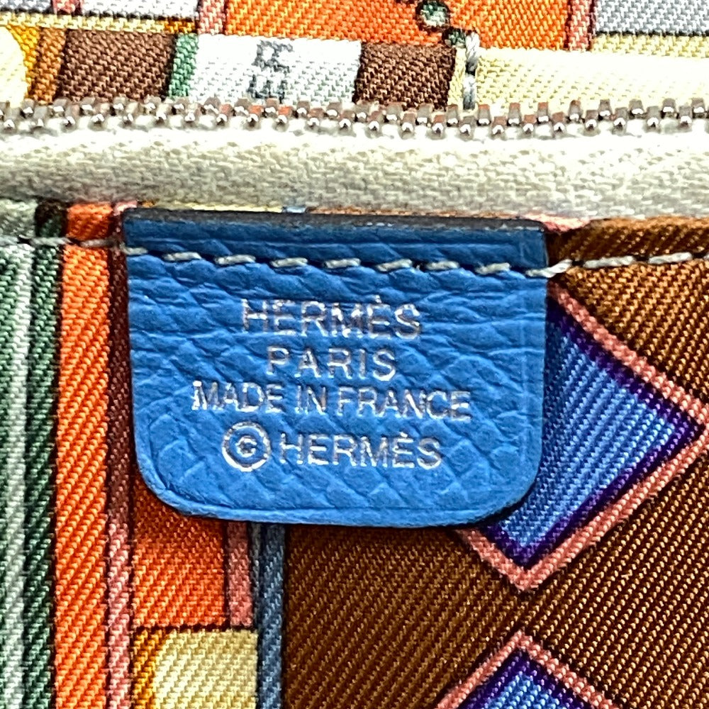 HERMES Long Wallet Purse Leather, Silk blue Azap Long Silk Inn