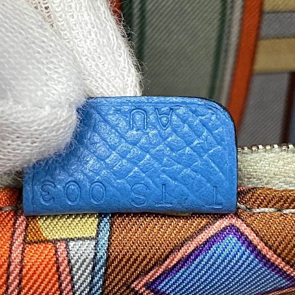 HERMES Long Wallet Purse Leather, Silk blue Azap Long Silk Inn