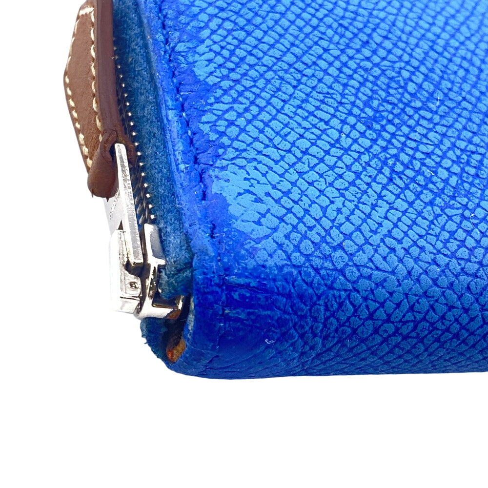 HERMES Long Wallet Purse Leather, Silk blue Azap Long Silk Inn