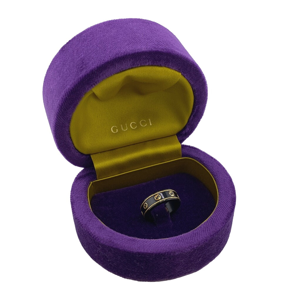 GUCCI Ring K18 Gold black Interlocking G
