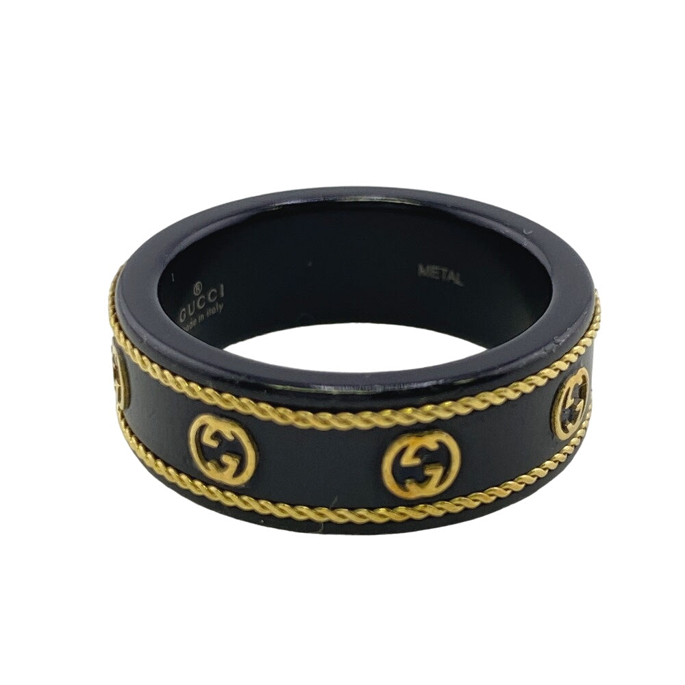 GUCCI Ring K18 Gold black Interlocking G